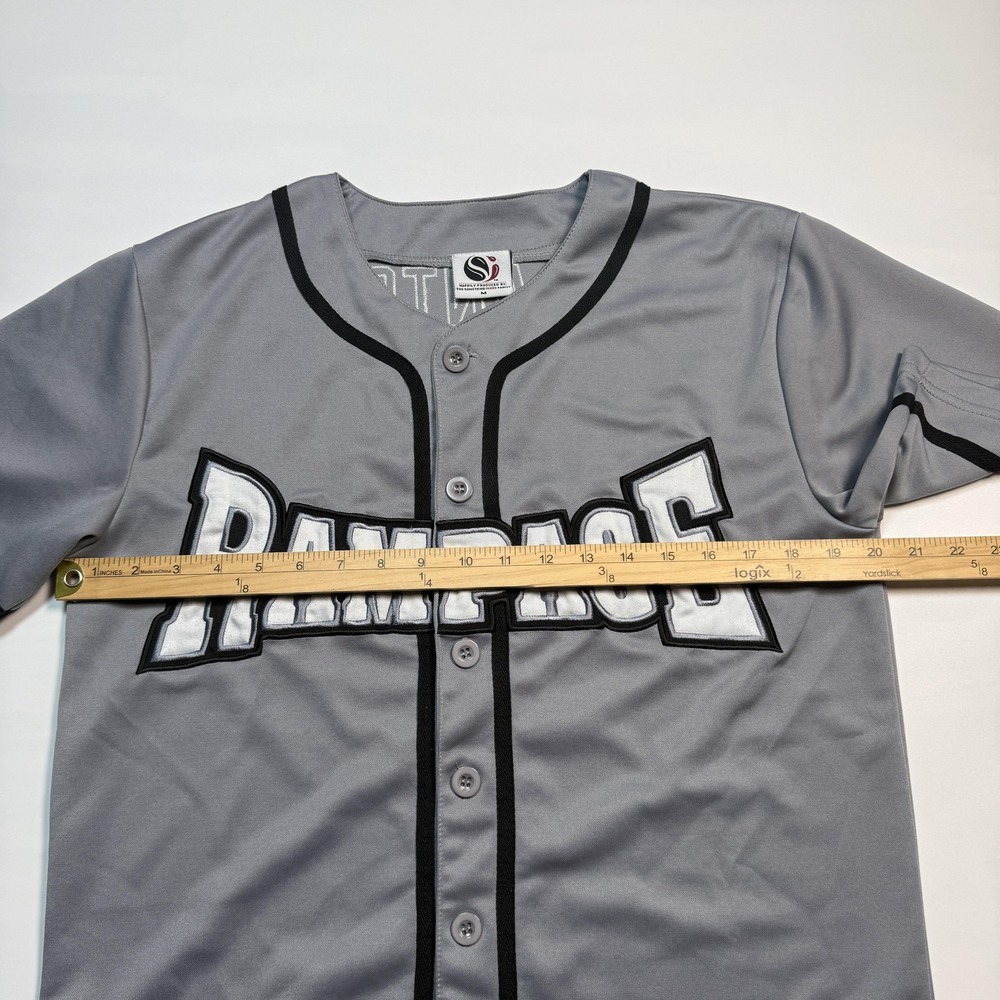 Vintage San Antonio Rampage Baseball Jersey Mens Medium Gray Hockey Button - Picture 8 of 8